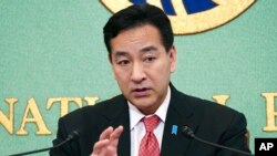 FILE - Japan's Economy Minister Daishiro Yamagiwa speaks during a press conference at the National Press Club, Jan. 12, 2022, in Tokyo. Yamagiwa said, Oct. 24, he submitted his resignation to Prime Minister Fumio Kishdia over his ties to the Unification Church. 