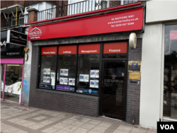 The Safeguard Defenders report lists this address as a 110 Overseas Police Service Center in Britain. The businesses operating at the address deny any links to the Chinese Communist party. (Henry Ridgwell/VOA)