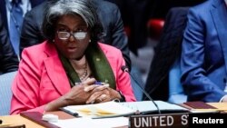 ឯកអគ្គរដ្ឋទូត​សហរដ្ឋ​អាមេរិក​ប្រចាំ​អង្គការ​សហប្រជាជាតិ​អ្នកស្រី Linda Thomas-Greenfiled ថ្លែង​ក្នុង​អំឡុង​កិច្ចប្រជុំ​ក្រុមប្រឹក្សា​សន្តិសុខ​​ កាល​ពី​ថ្ងៃ​ទី​៥​ ខែ​តុលា​ ឆ្នាំ​២០២២ ក្រោយ​កូរ៉េខាងជើង​បាន​បាញ់​មីស៊ីល​ពី​លើ​ប្រទេស​ជប៉ុន​ជា​លើក​ដំបូង​ក្នុង​រយៈ​ពេល​៥​ឆ្នាំ។