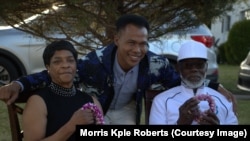 Morris on his first day meeting his biological father and American Family, April 3, 2022.