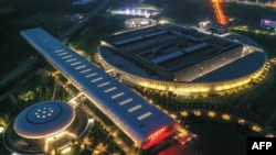 FILE - This aerial photo taken on Aug. 10, 2022, shows the Taiwan Semiconductor Manufacturing Company factory in Nanjing, in China's eastern Jiangsu province.