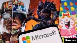 FILE PHOTO: Illustration of Microsoft and Activision Blizzard game characters