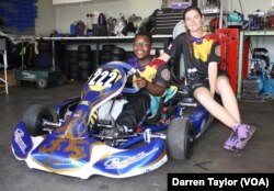 Lanz with one of her learner drivers, 13 year old Nqaba Ntombela.