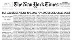 "ნიუ-იორკ თაიმსის" პირველი გვერდი. ფოტო: New York Times