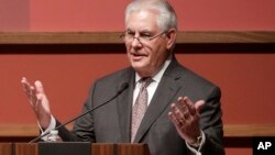 U.S. Secretary of State Rex Tillerson speaks to the Hoover Institution at Stanford University in Stanford, Calif., Jan. 17, 2018.
