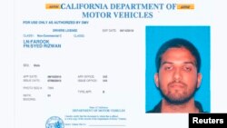 Surat ijin mengemudi pelaku penembakan massal di California, Syed Rizwan Farook (foto: dok).