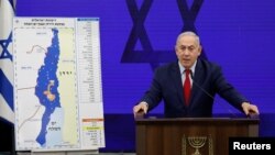 Israeli Prime Minister Benjamin Netanyahu delivers a statement in Ramat Gan, near Tel Aviv, Sept. 10, 2019.