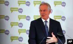 Britain's former Prime Minister Tony Blair makes a speech on Brexit at the British Academy in London, Dec. 14, 2018.
