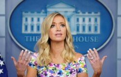 White House Press Secretary Kayleigh McEnany speaks to reporters at the White House in Washington, July 1, 2020.