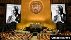 The tribute to the memory of His Excellency Kofi Annan, the seventh secretary-general of the United Nations in the General Assembly Hall, September 21, 2018, in the U.N. headquarters in New York.