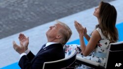 Le président Trump et sa femme Melania à Paris, le 14 juillet 2017.