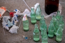 A place where Molotov cocktails were made is seen on the campus of Hong Kong Polytechnic University, in Hong Kong, Nov. 23, 2019.