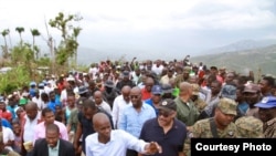 Prezidan Jovenel Moise ak Premye Minis JAck Guy Lafontant nan Jeremi, vandredi 31 mas 2017.