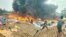 A fire breaks out in the Kutupalong Rohingya refugee camp in Cox’s Bazar, Bangladesh, Dec. 24, 2024. (Md. Jamal for VOA)