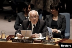 Palestinian Ambassador to the United Nations Riyad Mansour addresses a U.N. Security Council meeting on the Middle East at U.N. headquarters in New York, Jan. 26, 2016.