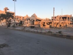 Raqqa’s main church was destroyed during the battle against IS in 2017, in Raqqa, Syria, July 20, 2019. (S. Kajjo/VOA)