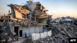 গাজার উত্তরে জাবালিয়ায় বিধ্বস্ত বাড়ি-ঘর। ফটোঃ ১ মার্চ, ২০২৫। 