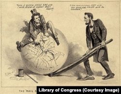 President Abe Lincoln, the "rail splitter," at work repairing the Union.