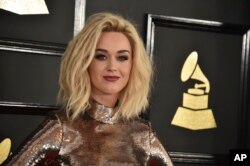 Katy Perry arrives at the 59th annual Grammy Awards at the Staples Center on Feb. 12, 2017, in Los Angeles.