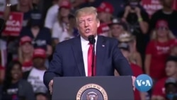 Presiden AS Donald Trump dalam acara kampanye.