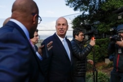 US Ambassador to the European Union Gordon Sondland, center, arrives for a joint interview with the House Committees on Capitol Hill, Oct. 17, 2019.
