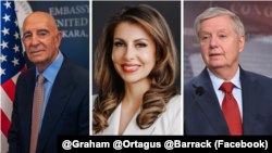 از راست به چپ: لندسی گراهام، مورگان اورتگاس و تامس بارک