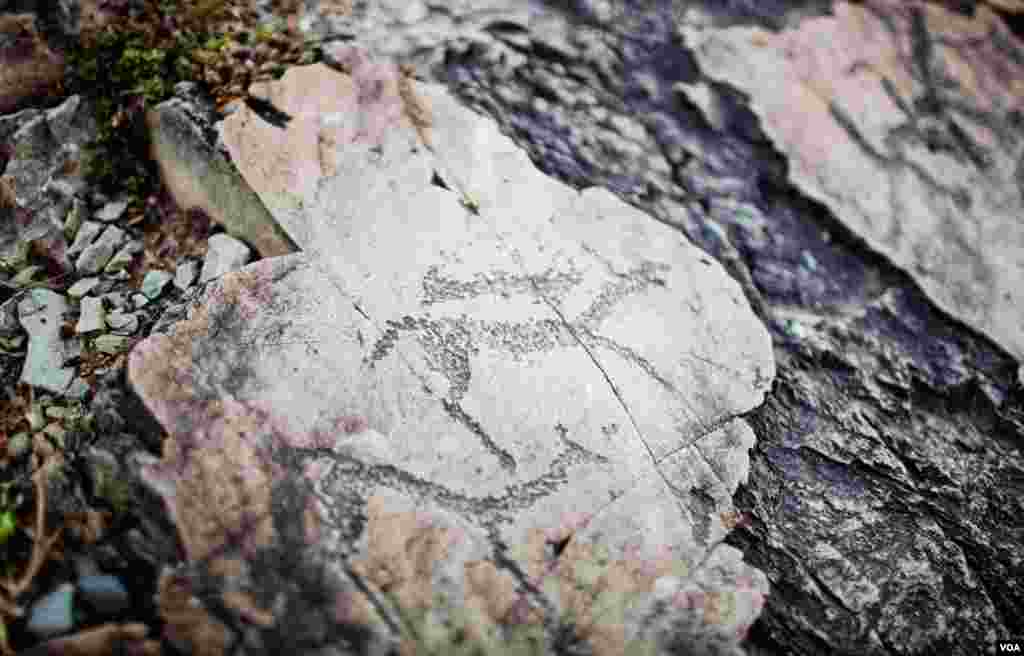 At Chui Oozi cultural center, also on the Chuiskii Track, rock etchings – thousands of years old – commemorate deer and elk hunts by prehistoric peoples of the Altai. (Vera Undritz for VOA)