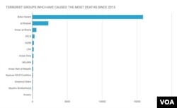 Terrorism Deaths: Terrorist Groups That Have Caused the Most Deaths in Africa Since 2013