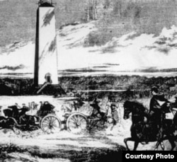 An early photograph of the Washinton Monument under construction