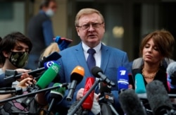 Vladimir Zherebenkov, lawyer of former U.S. Marine Paul Whelan, addresses the media in Moscow, Russia, June 15, 2020.