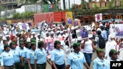 Marche de femmes contre l'éventuel 3ème mandat d'Alpha Condé à Conakry le 23 octobre 2019.