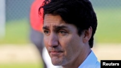 PM Kanada Justin Trudeau saat berkampanye di Fredericton, New Brunswick, Rabu (18/9). 