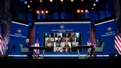 Novoizabrani predsednik Džo Bajden i potpredsednica Kamala Haris drže virtuelni sastanak sa članovima svog savetodavnog odbora za koronavirus, u Vilmingtonu u Delaveru, 9. novembra 2020.