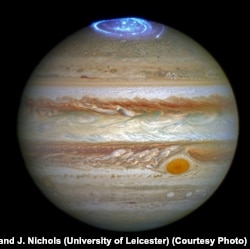 Hubble Telescope captures auroras in Jupiter's atmosphere
