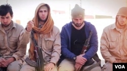 "ისლამური ხალიფატის" ქართველი ჯიჰადისტები (მარცხნიდან) - როინ პაქსაძე, ხვიჩა გობაძე, ბადრი ირემაძე და მამუკა ანთაძე 