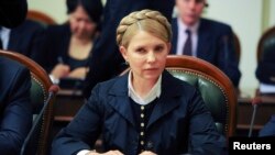 Ukrainian politician and presidential candidate Yulia Tymoshenko takes part in talks in Kyiv, May 14, 2014. 