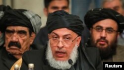 Kepala Kantor Politik Taliban Sher Mohammad Abbas Stanakzai dalam konferensi yang diselenggarakan oleh diaspora Afghanistan, di Moskow, Rusia, 5 Februari 2019. (Foto: dok).