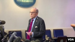 库德洛在白宫新闻简报室接受采访。（2020年1月29日）