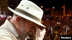 Former Brazilian President Luiz Inacio Lula da Silva attends a rally in Sao Leopoldo, Rio Grande do Sul state, Brazil, March 23, 2018. 