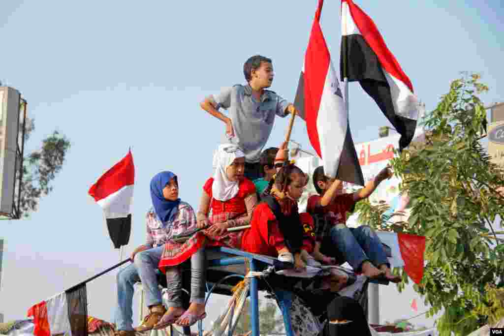 Children have been participating in protests in Egypt since the became widespread and near-constant in 2011. (H. Elrasam for VOA)