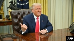 US President Donald Trump speaks after signing executive orders in the Oval Office of the White House in Washington, DC on March 6, 2025.