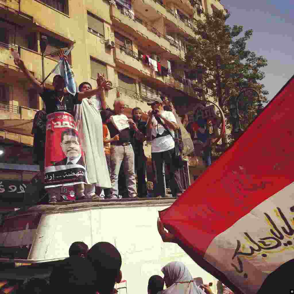 A demonstration in Tahrir gathers on June 18th, 2012 to share election frustrations over unofficial results in Cairo.