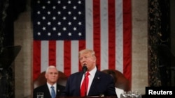 President Donald Trump delivers his State of the Union address to a joint session of the U.S. Congress in the House Chamber of the U.S. Capitol in Washington, Feb. 4, 2020. 