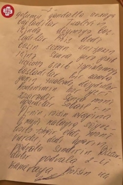 Əlzamin Salayevin işgəncəyə məruz qalması ilə bağlı məktubu