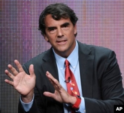 FILE - Tim Draper, a prominent venture capitalist in Silicon Valley, participates in the "Startup U" panel at the Disney/ABC Summer Television Critics Association Tour in Beverly Hills, Calif., Aug. 5, 2015.