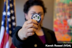 Assal Ravandi with one of the medals she received for her military service.