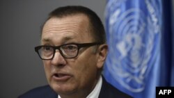 អគ្គលេខាធិការរង​ទទួល​បន្ទុក​កិច្ចការ​នយោបាយ​ លោកJeffrey Feltman ចូលរួម​ក្នុង​សន្និសីទ​កាសែត​មួយ​នៅ​ក្នុង​ក្រុង Bogota កាលពី​ថ្ងៃទី១៥ ខែវិច្ឆិកា ឆ្នាំ២០១៧។