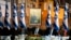Israel's Prime Minister Benjamin Netanyahu, center, chairs the weekly cabinet meeting in Jerusalem, July 21, 2013.