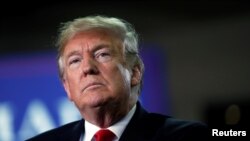 Presiden Amerika Serikat Donald Trump di Erie, Pennsylvania, 10 Oktober 2018.