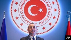 Turkish Foreign Minister Mevlut Cavusoglu says, Aug. 8, 2019, that Ankara will not allow plans for the establishment of the so-called safe zone to be stalled or delayed. 